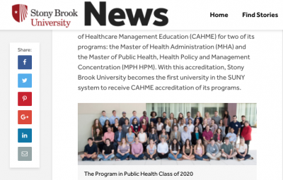 Two SBU Public Health Programs Are First in SUNY System to Receive CAH…