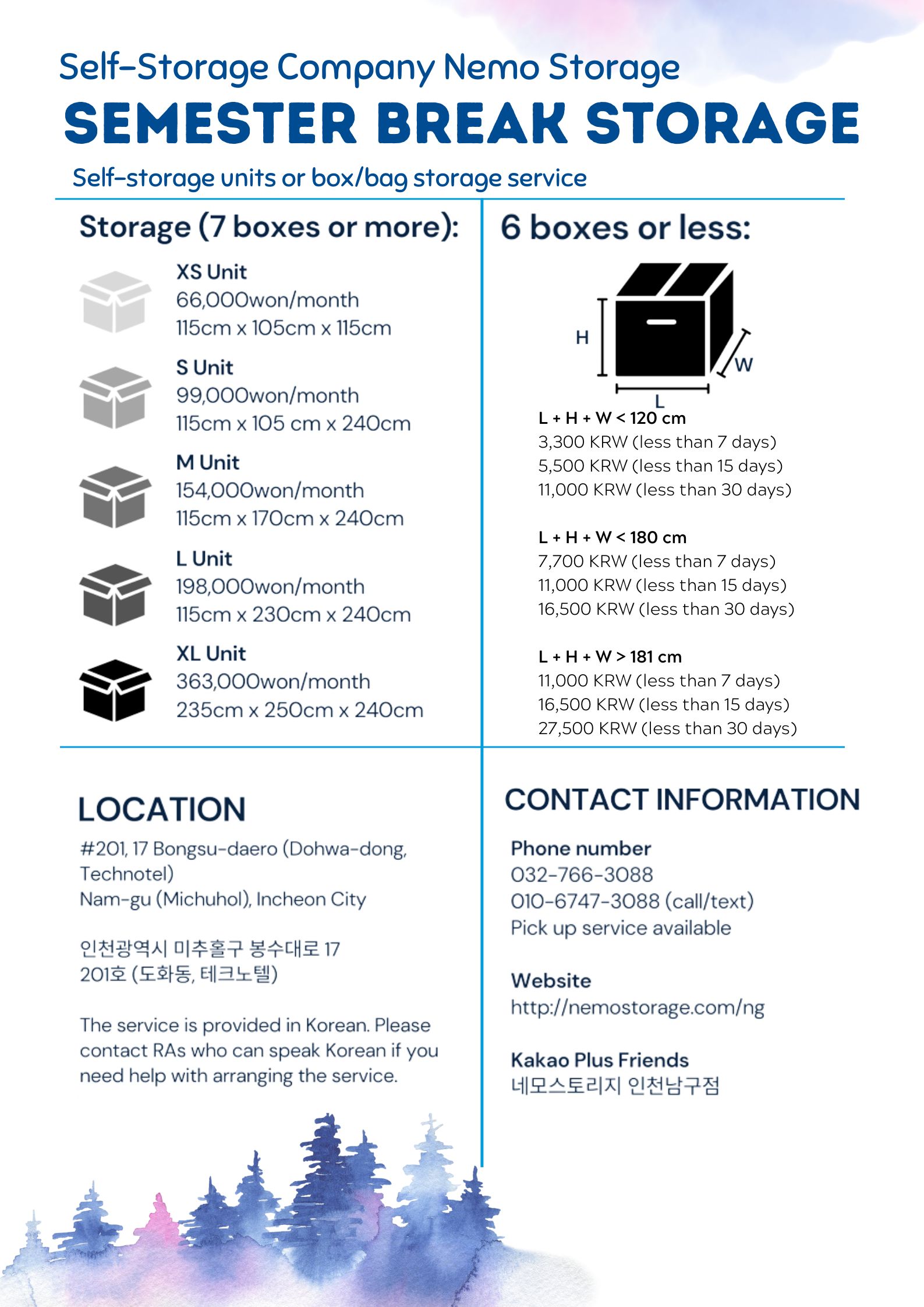 Semester break storage